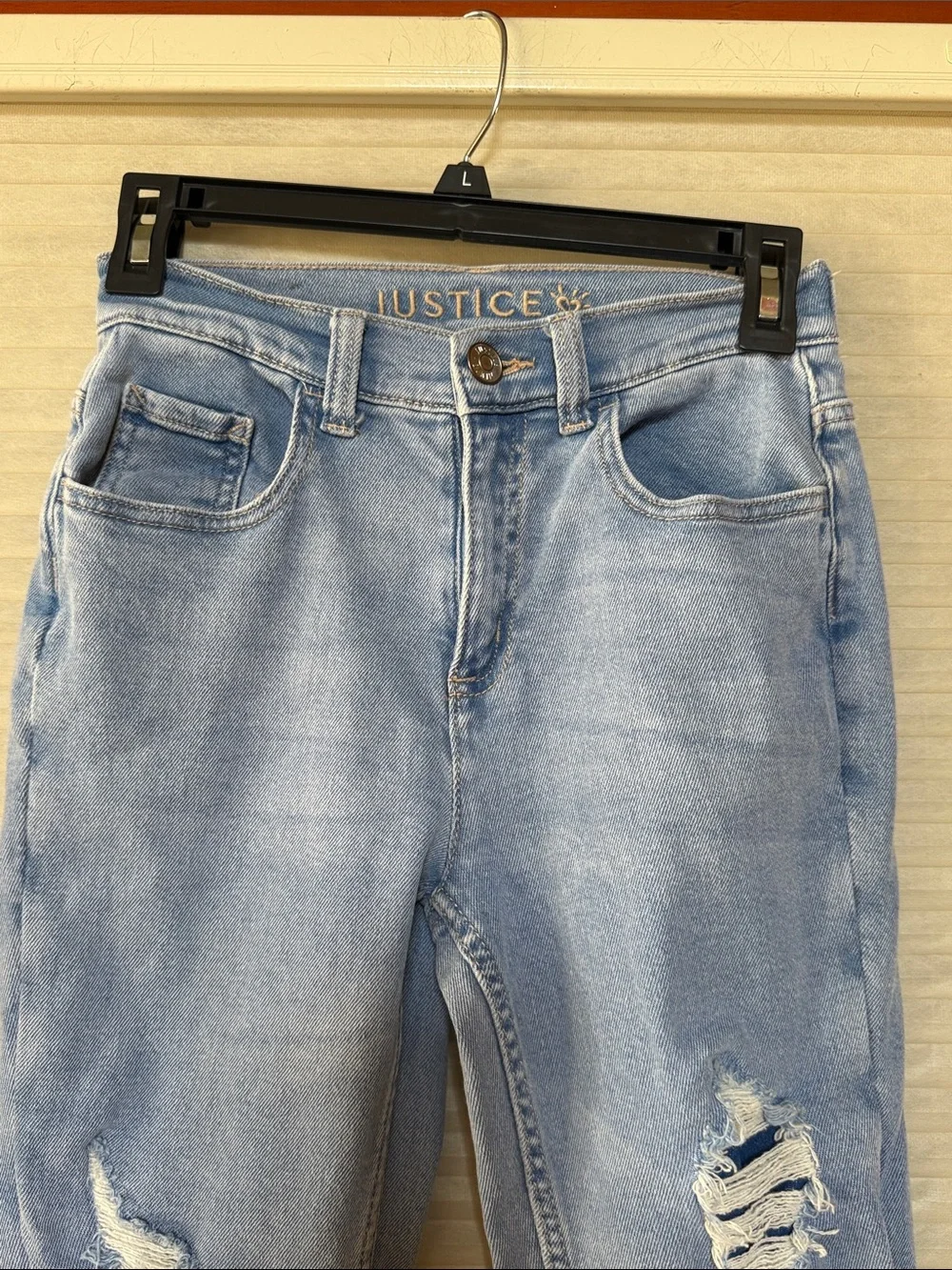 Justice Light Wash Ripped Skinny Jeans size 14 child